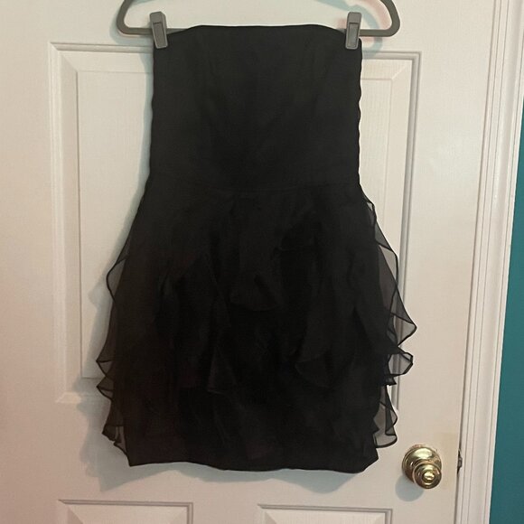 NWT! Rachel Zoe Strapless 100% Silk Black Ruffle Dress (Size 8) - Picture 14 of 16